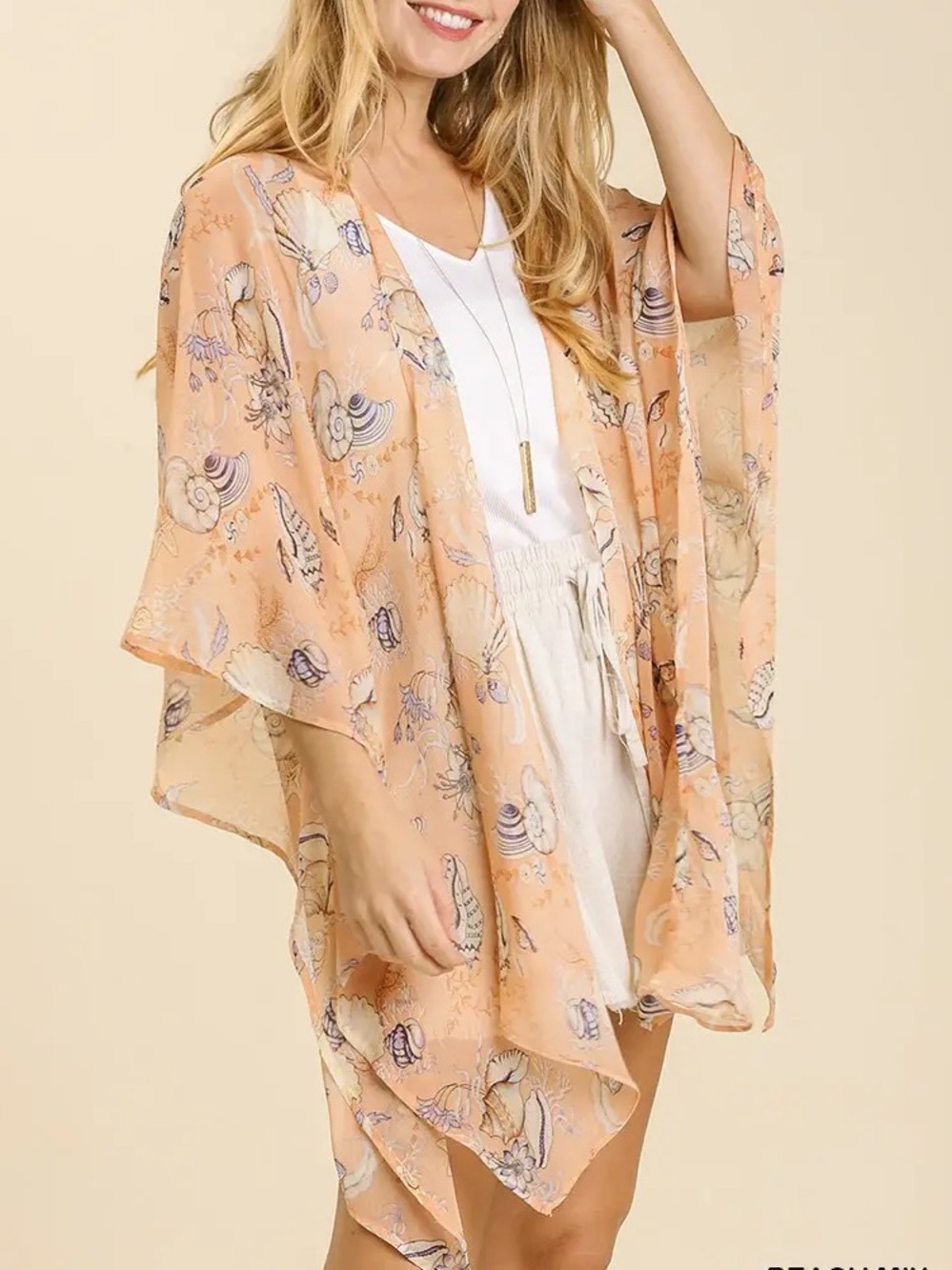 NWT UMGEE Bohemian Peach Seashell Kimono  S/M M/L